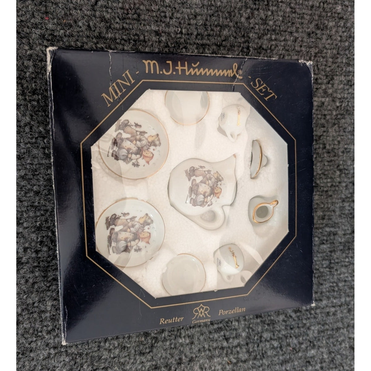 Vtg Hummel Mini Tea Set for 2 Reutter Porzellan Made in Germany Set Original Box