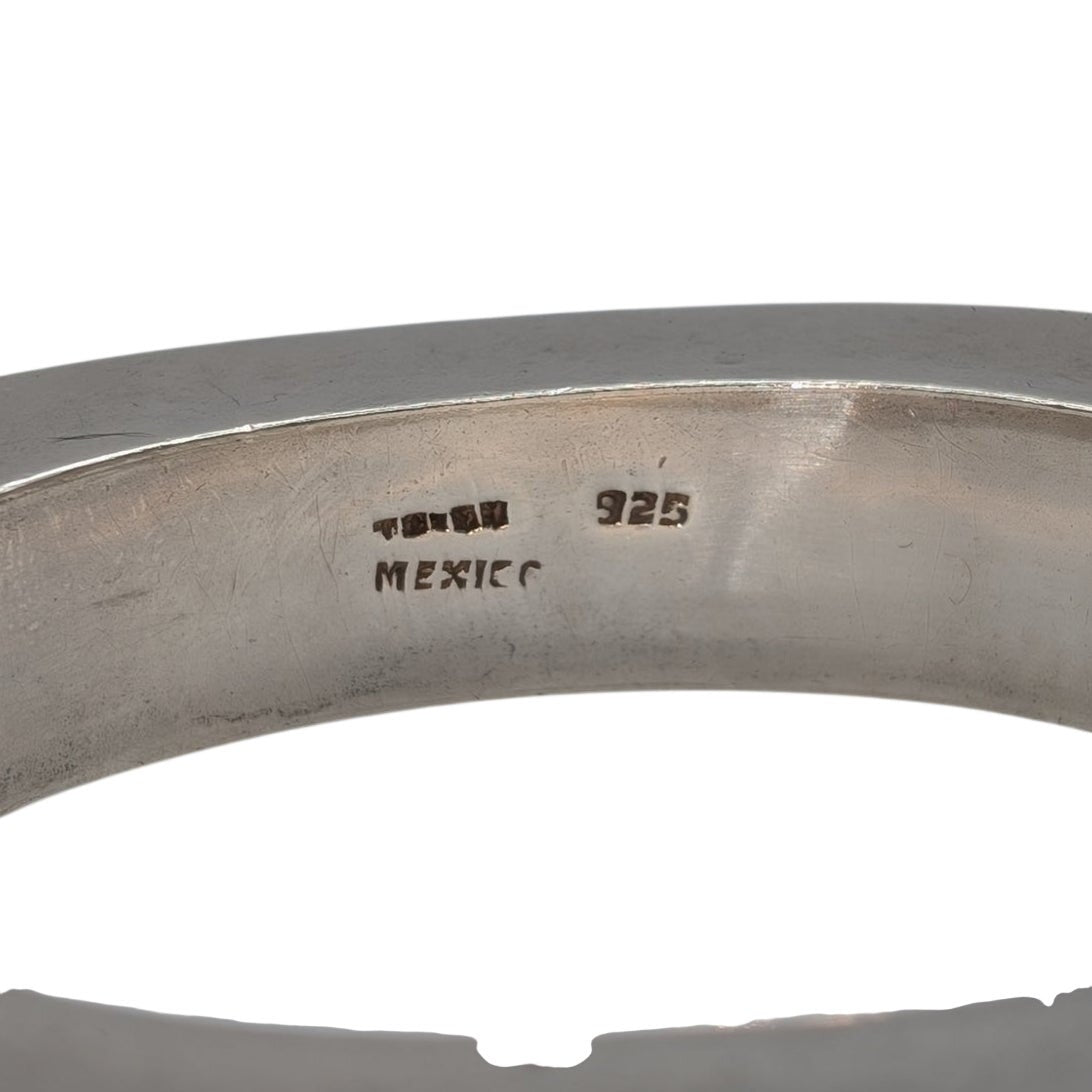 Vintage Taxco 925 Sterling Mexico Chunky Rectangle Hinged Bangle Bracelet