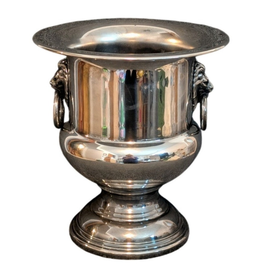 Vintage Wallace Silverplate 2443 Ice Bucket With Lion Embellishment Handles