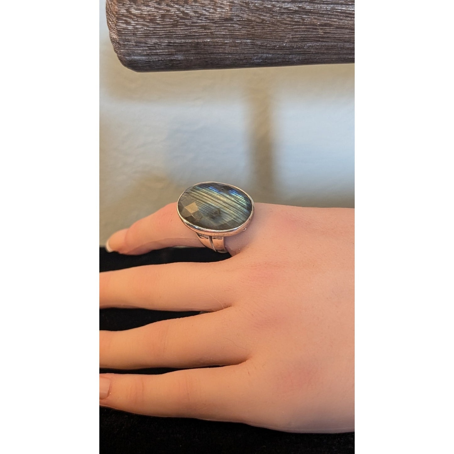 Stella & Dot Retired Odyssey Faceted Labradorite Sterling Adjustable Ring