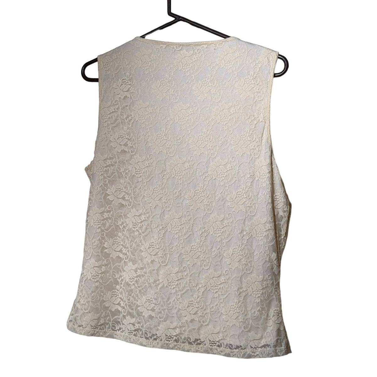 Vintage WD.NY Cream Lace Overlay Tank/Shell Top Womens Size XL