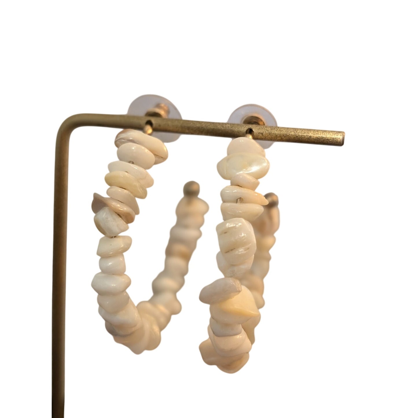 Two Pair Lot--Authentic Puka Shell Hoop & Mother of Pearl Shell Dangle Earrings