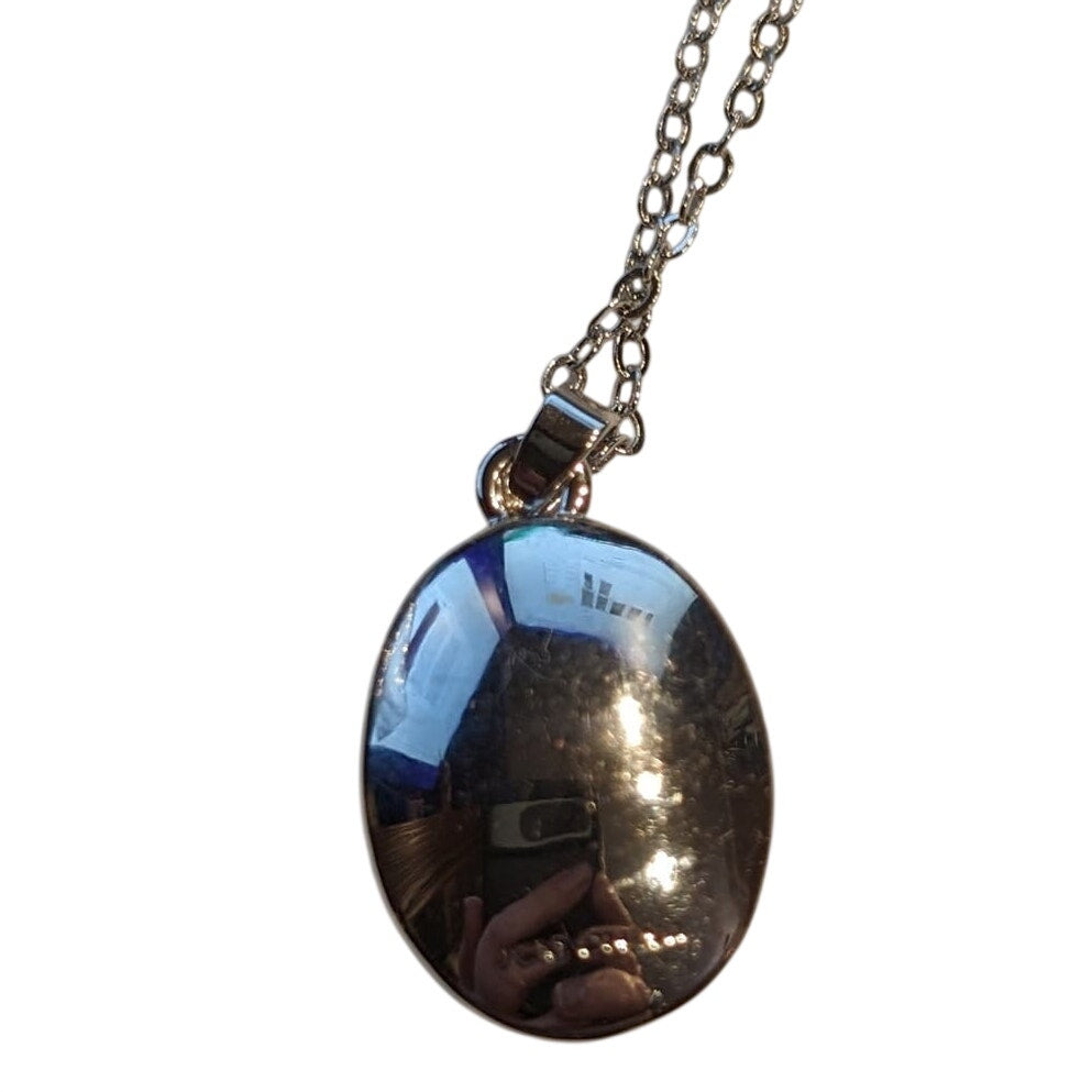 JCM Purple Blue Bezel Set Pendant with Rhinestones On Silver Tone Chain