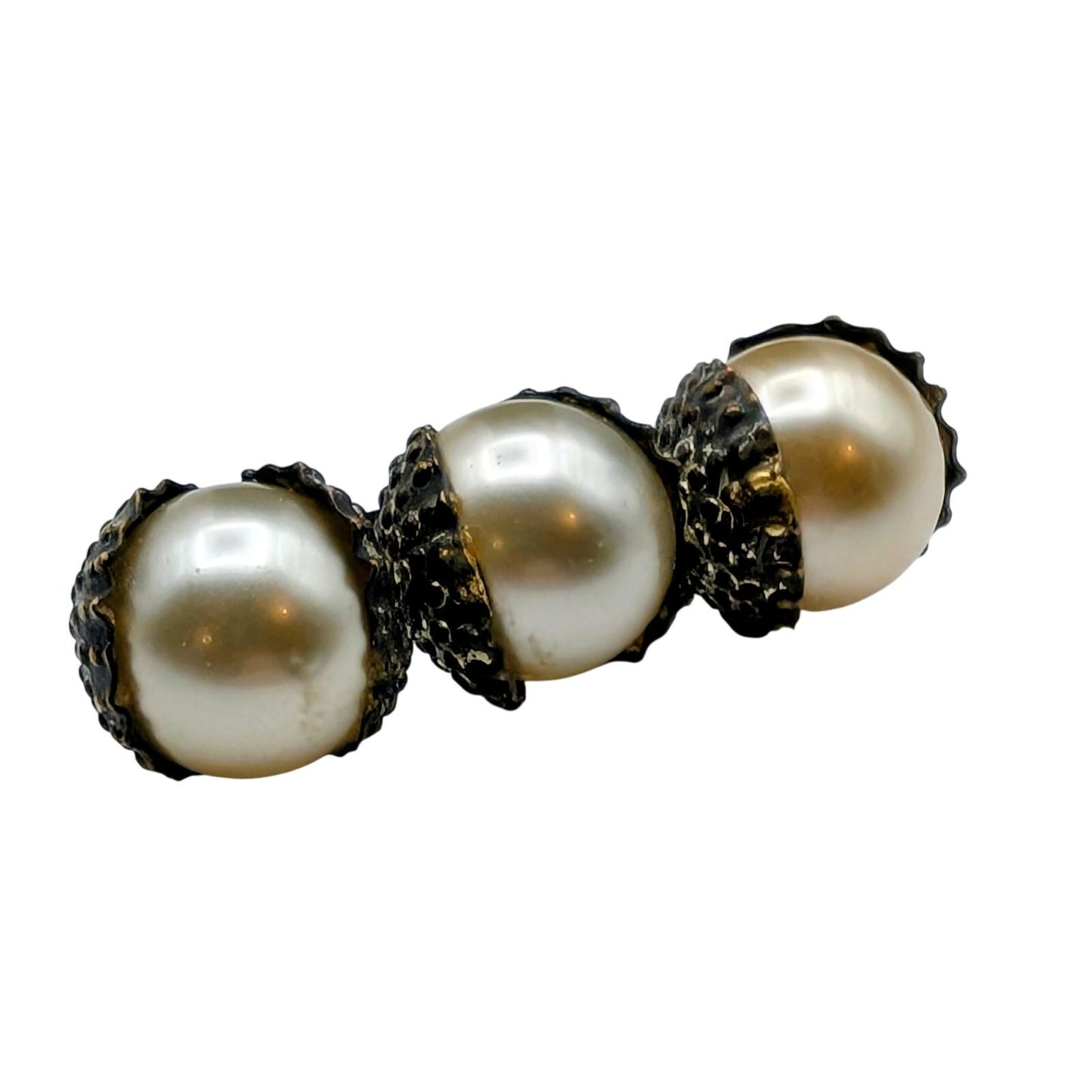 Antique 'C' Hook Three Faux Pearl Tulip Set Brooch/Pin