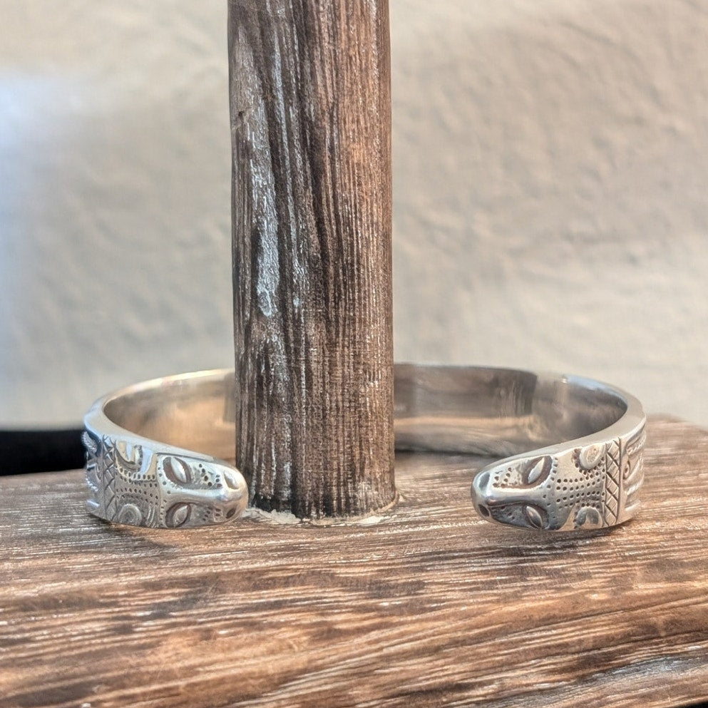 MMA BMCO 925 Sterling Silver Panther Ends Cuff Bracelet