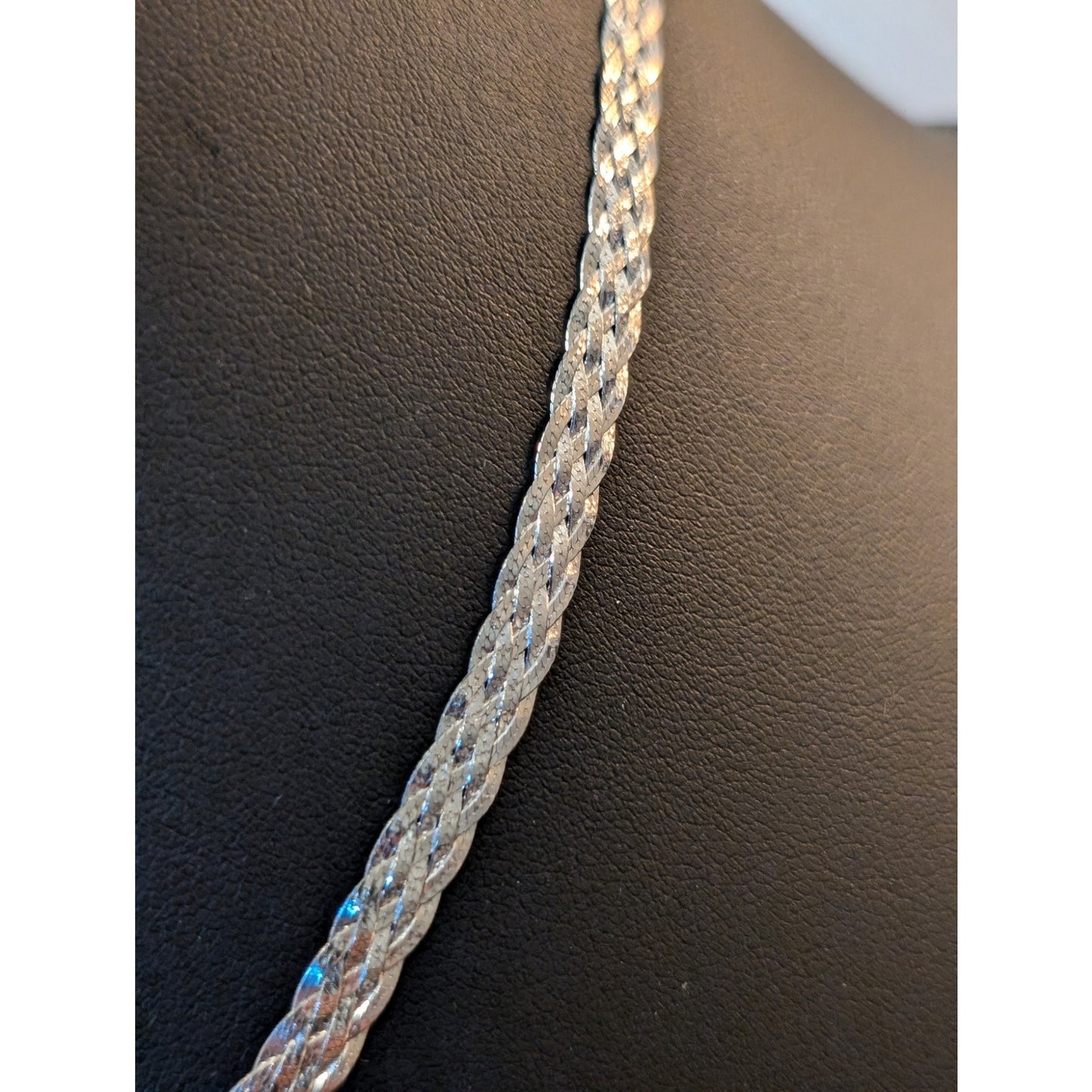 5 Strand Braided Herringbone Diamond Cut 925 Sterling Silver 5mm Chain Necklace