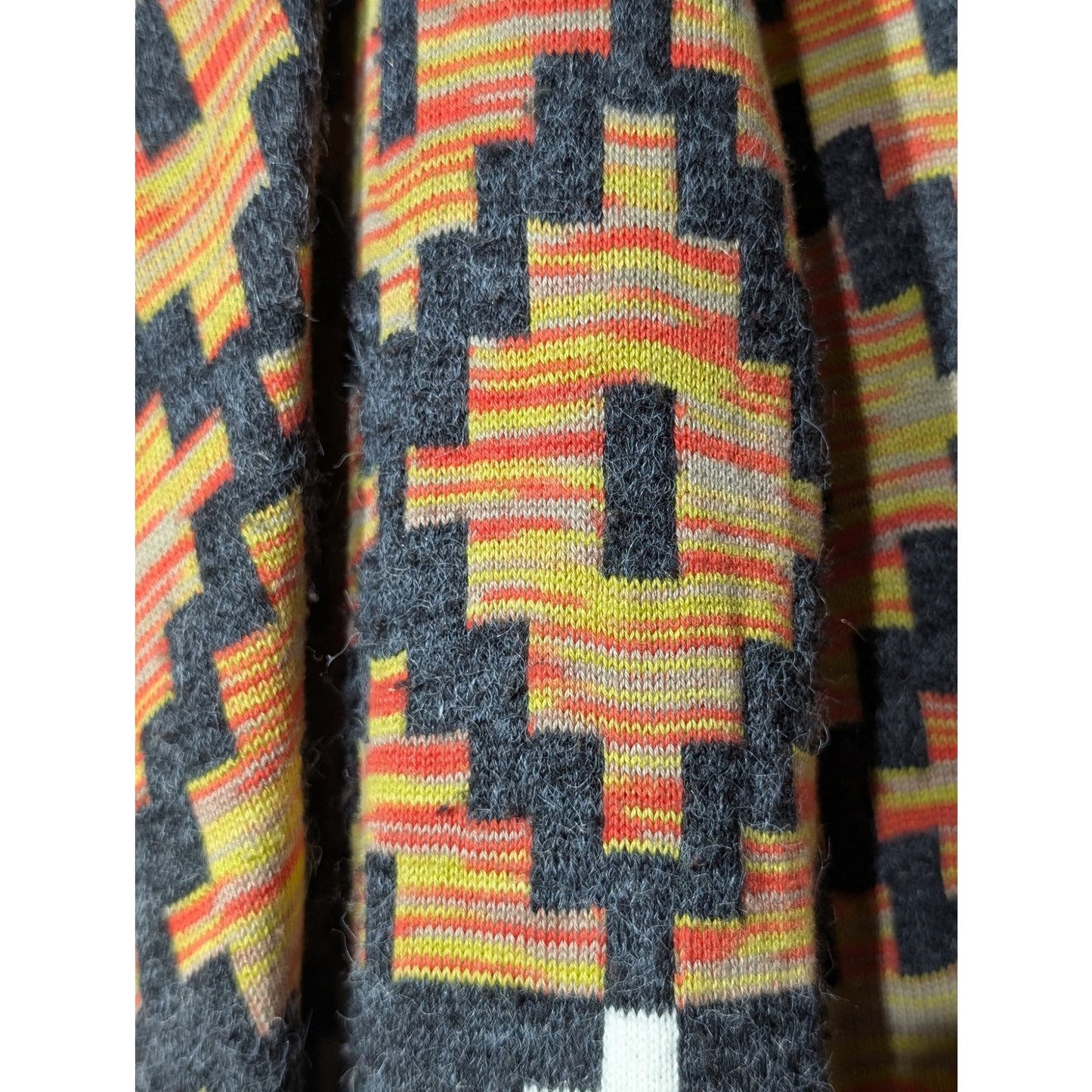 Bass Multicolor Geometric Print Long Sleeve Open Front Cardigan Sweater Size M