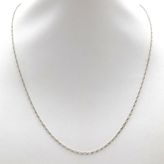 Vtg 925 Sterling Silver Unique Oval Diamond Cut Etched 18.5" Chain Link Necklace