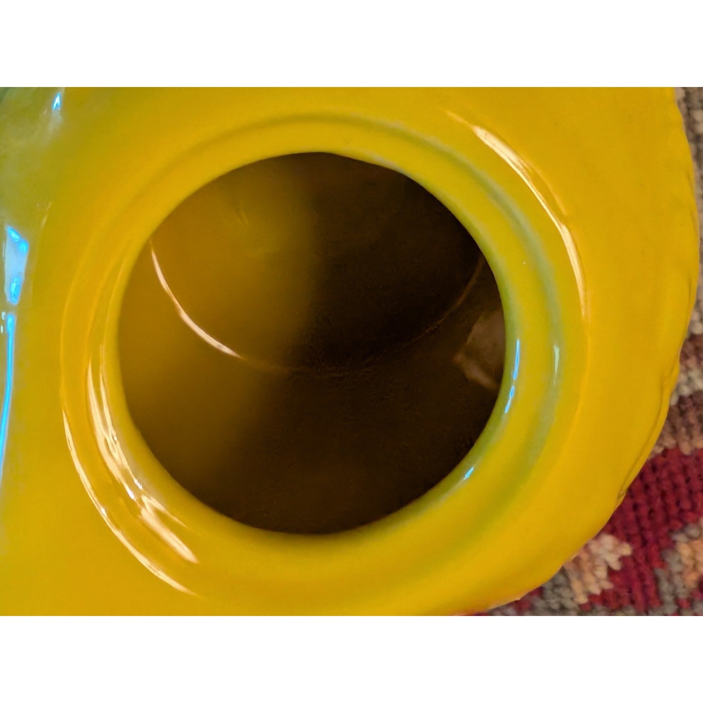 Vintage Yellow Bird Sugar Bowl W/ White Glass Spoon