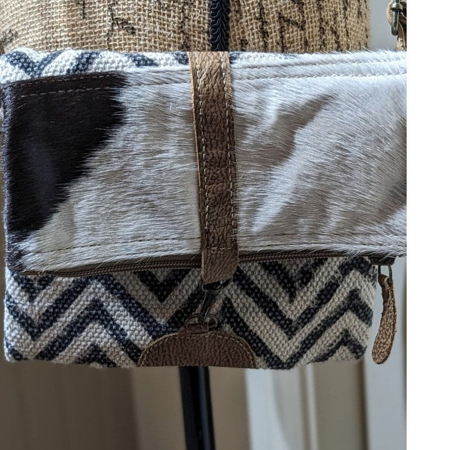 Myra Bag Devious Upcycled Canvas & Cowhide Crossbody Bag