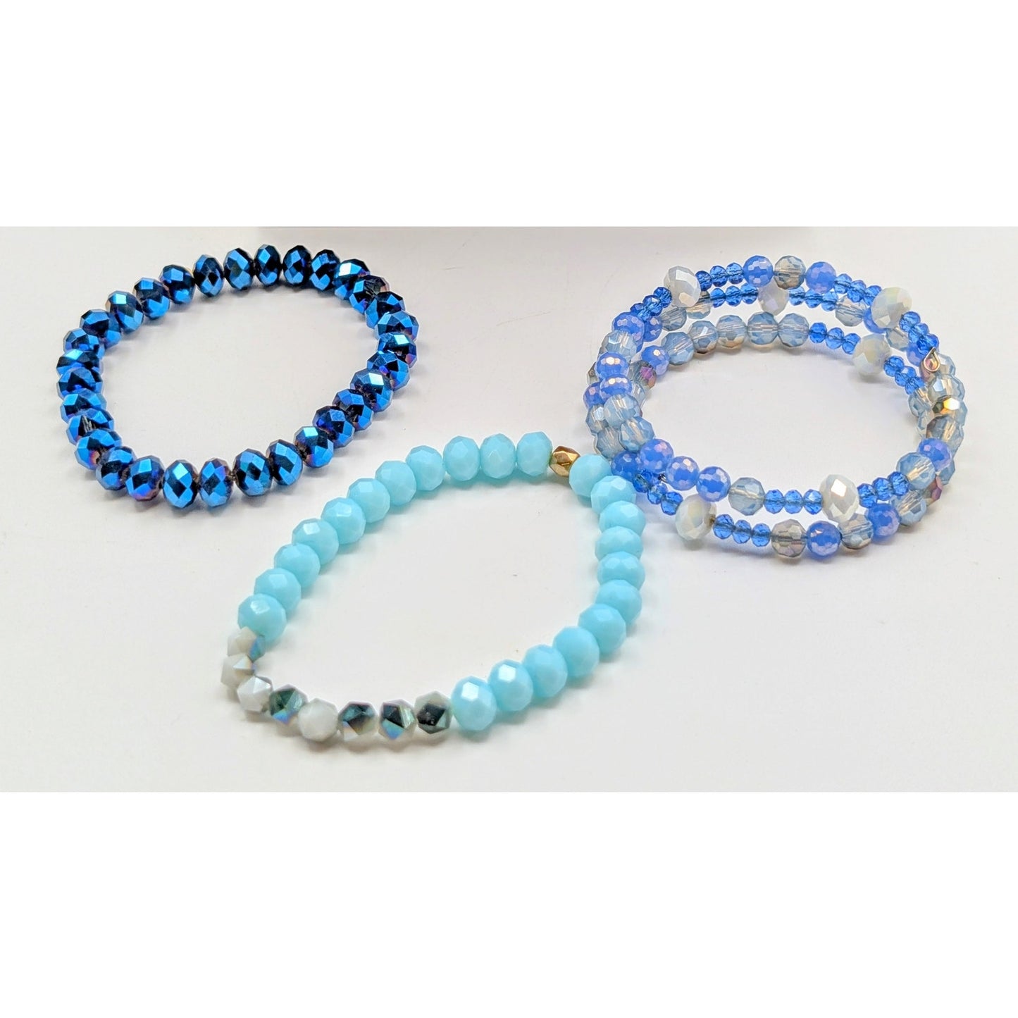 Mixed Lot of Blue Sparkle Stone Crystal Beaded Necklaces & Bracelets