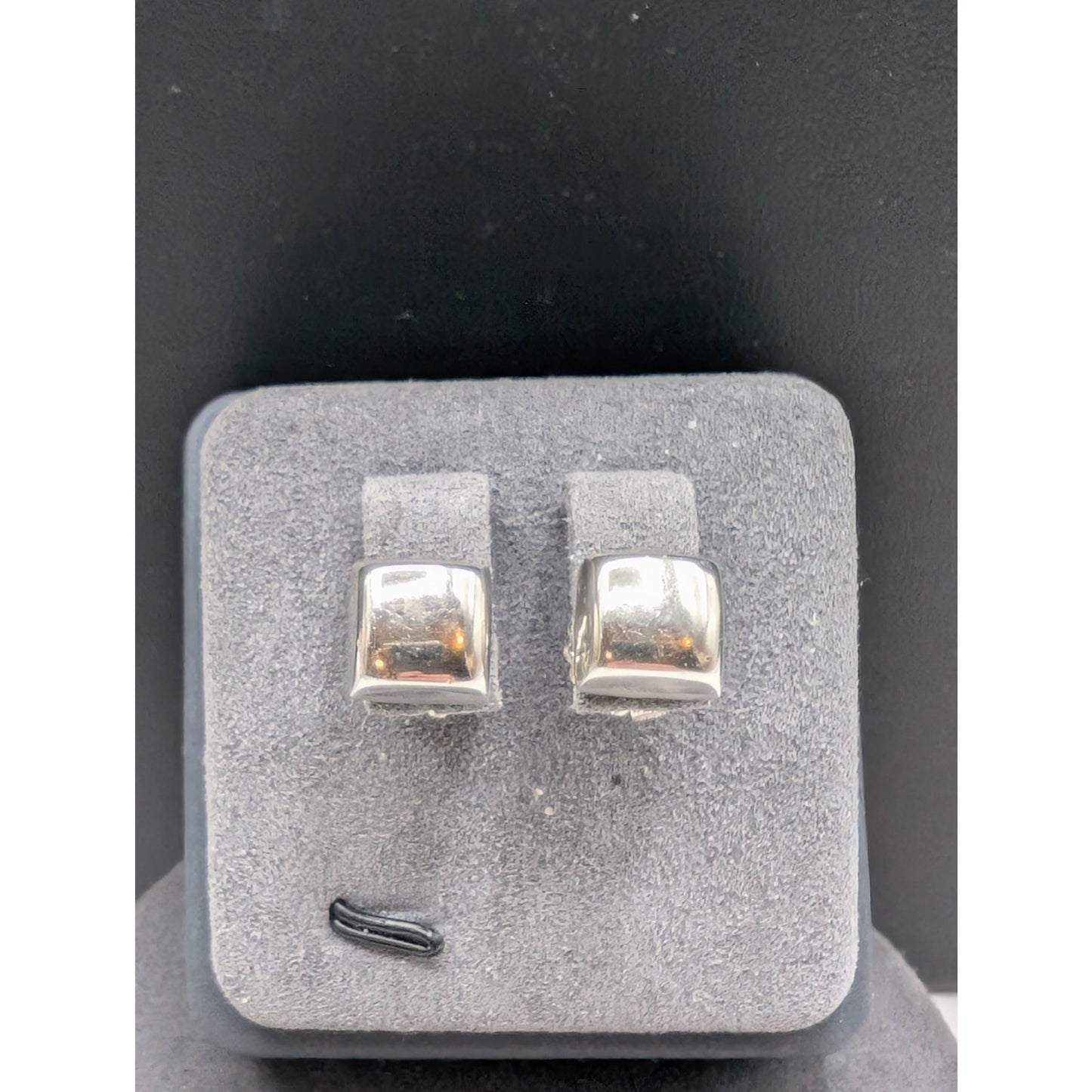 Vtg Bayanihan Sterling Silver Domed Square Post Stud Earrings W/ 14k Gold Posts