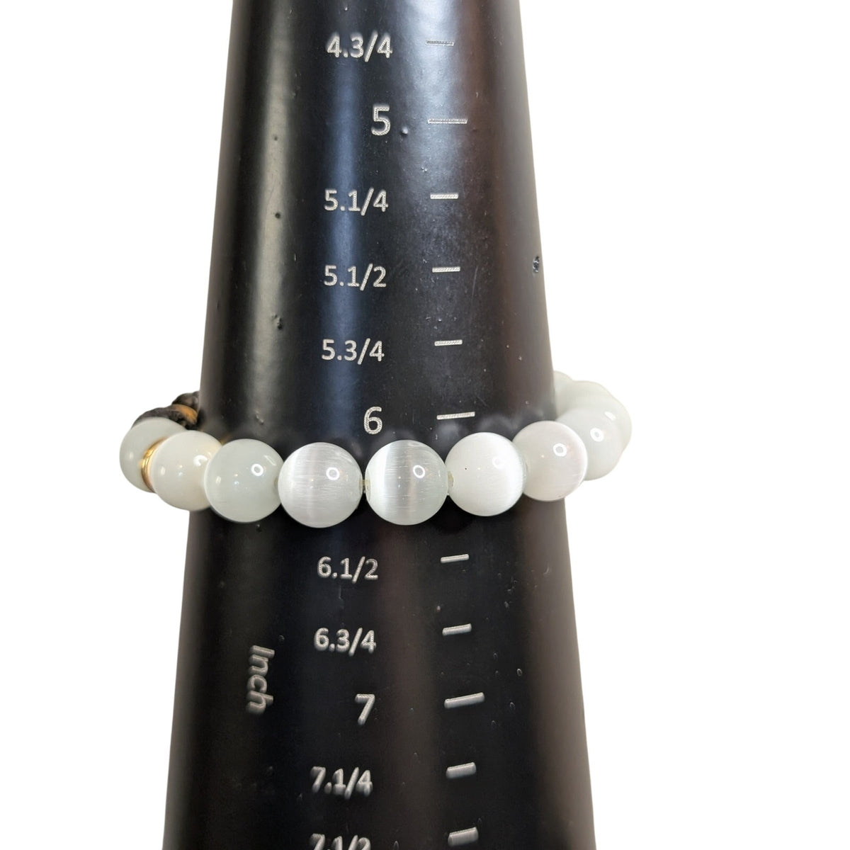 White Moon Glow Fireball Stretch Bead Bracelet
