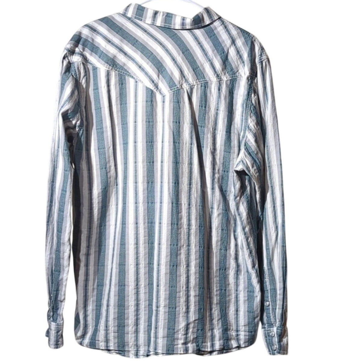 Cody James 100% Cotton Green Striped Pearl Snap Western Shirt Men's Size XL