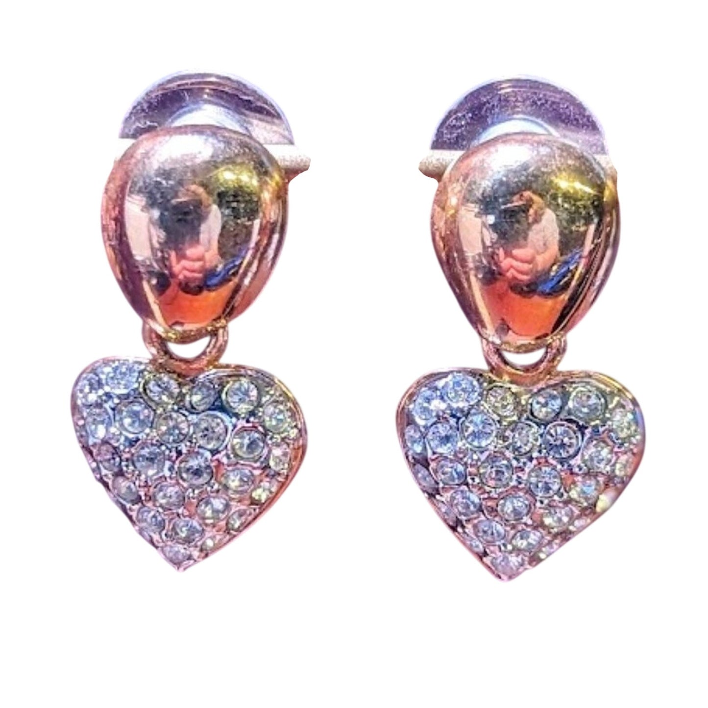 Vintage Pave Heart Drop Post Earrings