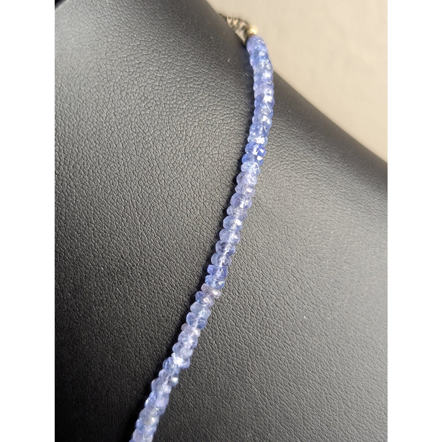 925 Sterling Silver Genuine Beaded Natural Tanzanite 18"-20" Necklace