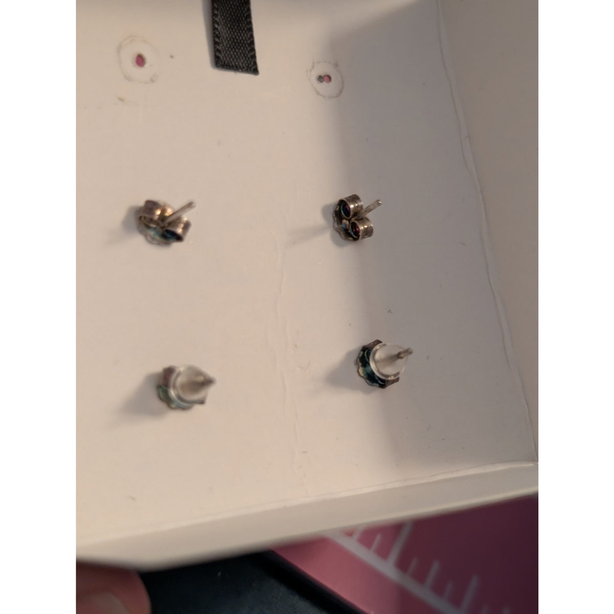 Cynthia Rowley New York Sterling Silver Two Pair CZ Stud Earrings