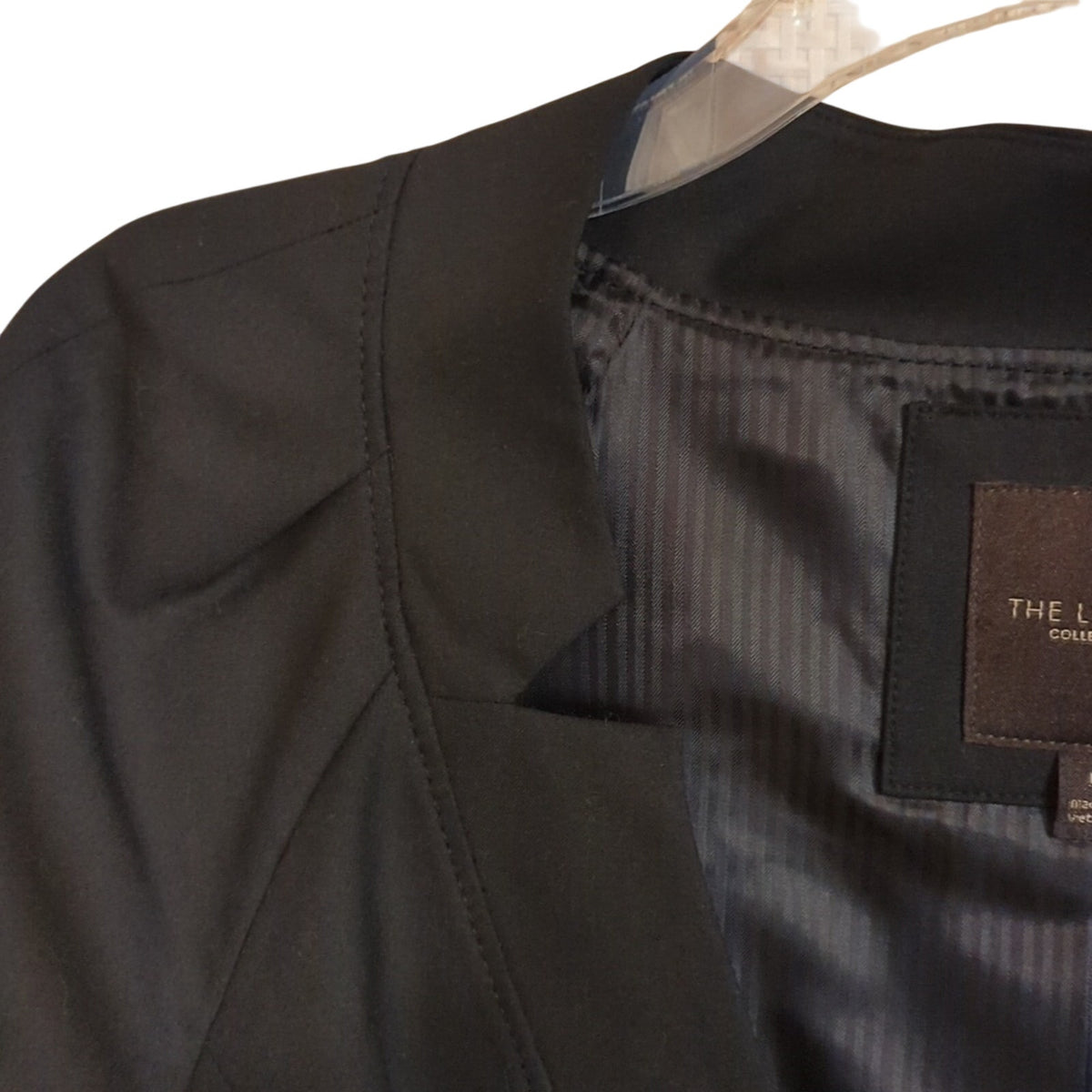 The Limited Black Short Puff Sleeve Lined Notched Collar Jacket Women's Sz L