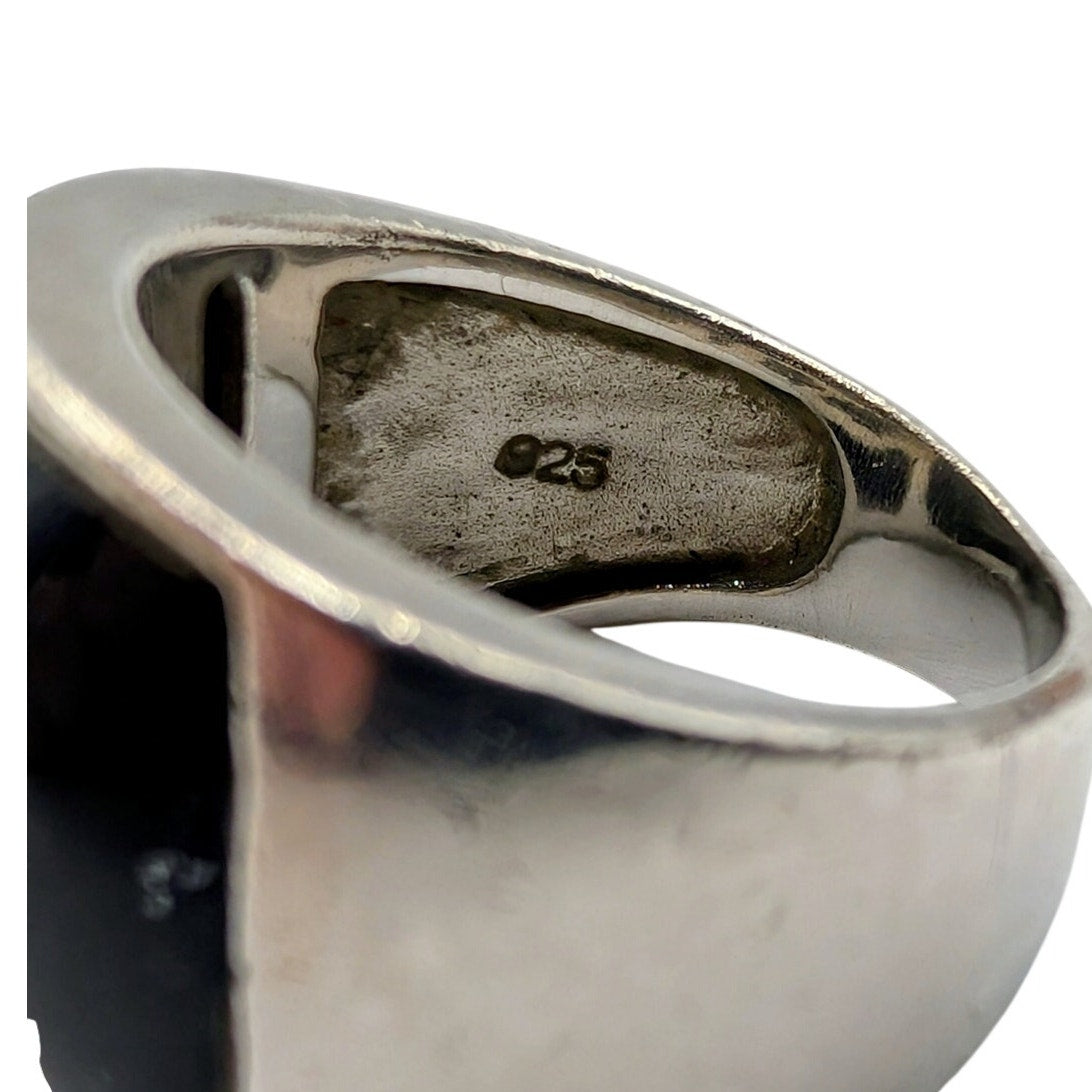 Vintage Tiger's Eye Inlay 925 Sterling Silver Ring Size 5.75