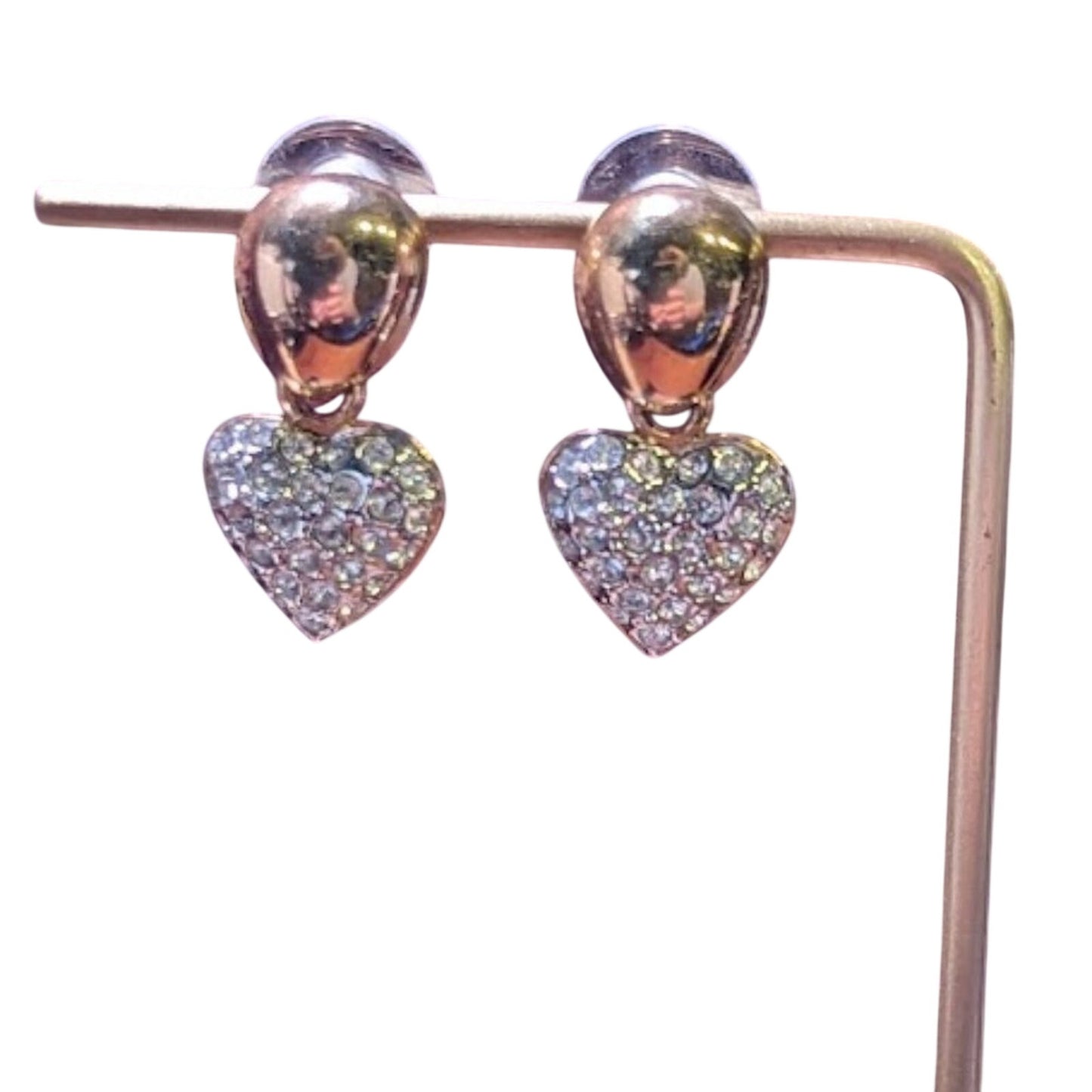 Vintage Pave Heart Drop Post Earrings