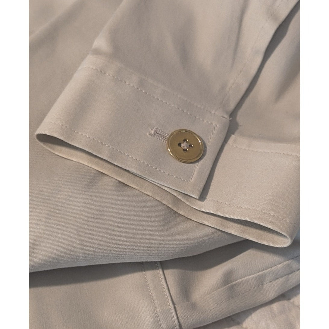 Jones New York Signature Beige Mandarin Collar Button Front Unlined Jacket Sz L