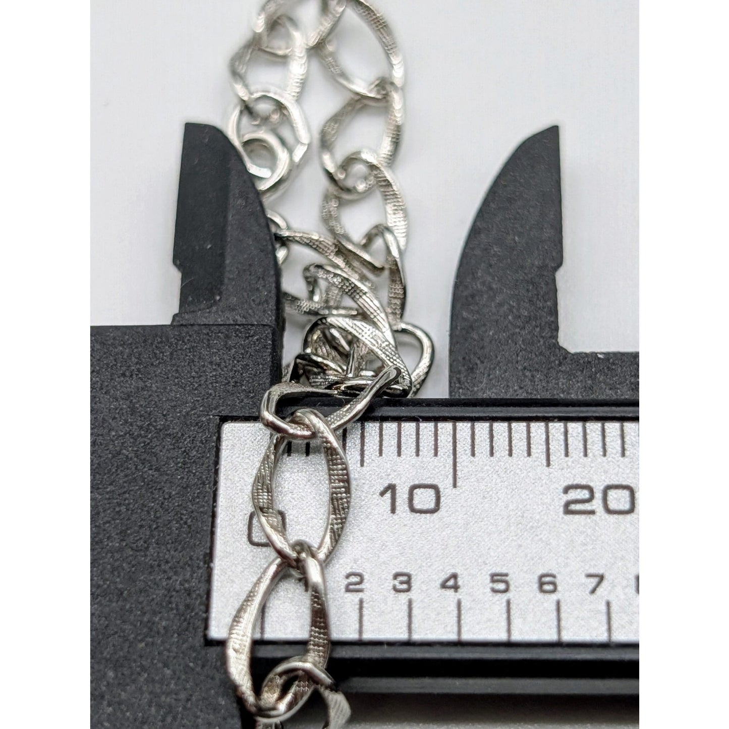 Vintage Sterling Silver Oval Etched Link Charm Bracelet Spring Ring Clasp