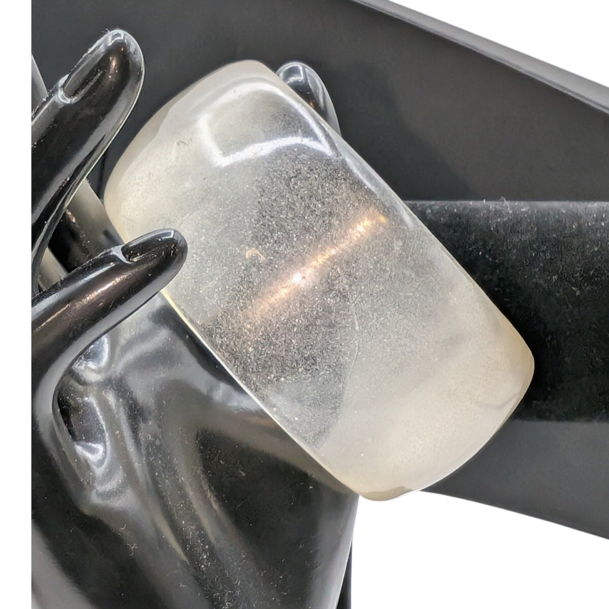 Vintage Clear Shimmer Translucent Lucite 1.5" Wide Bangle Bracelet