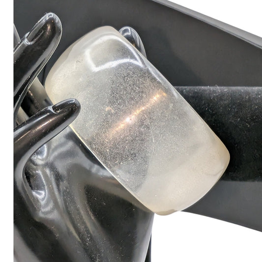 Vintage Clear Shimmer Translucent Lucite 1.5" Wide Bangle Bracelet