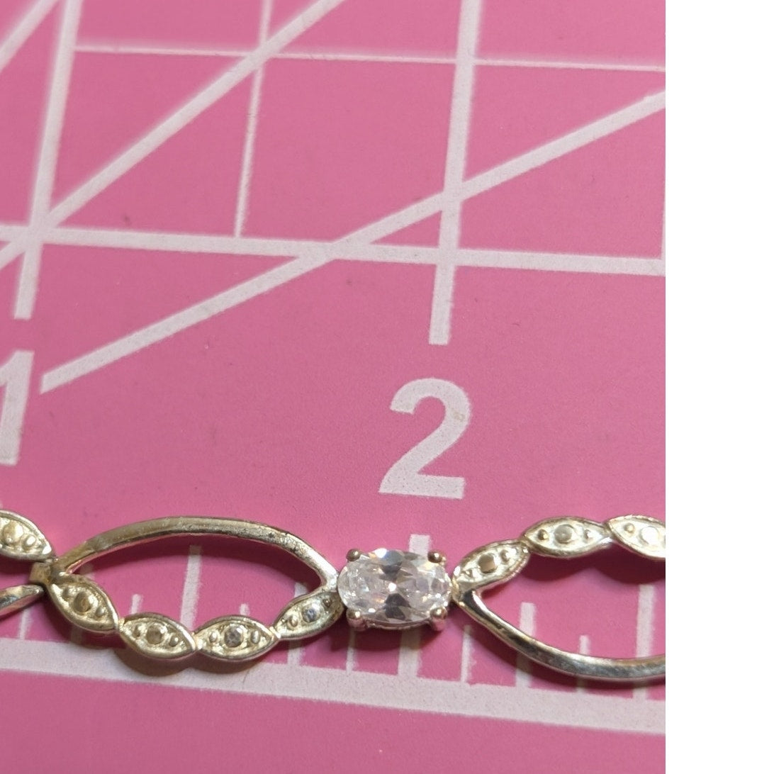 925 Sterling Silver CZ Oval Link Tennis Bracelet SU CH CZ