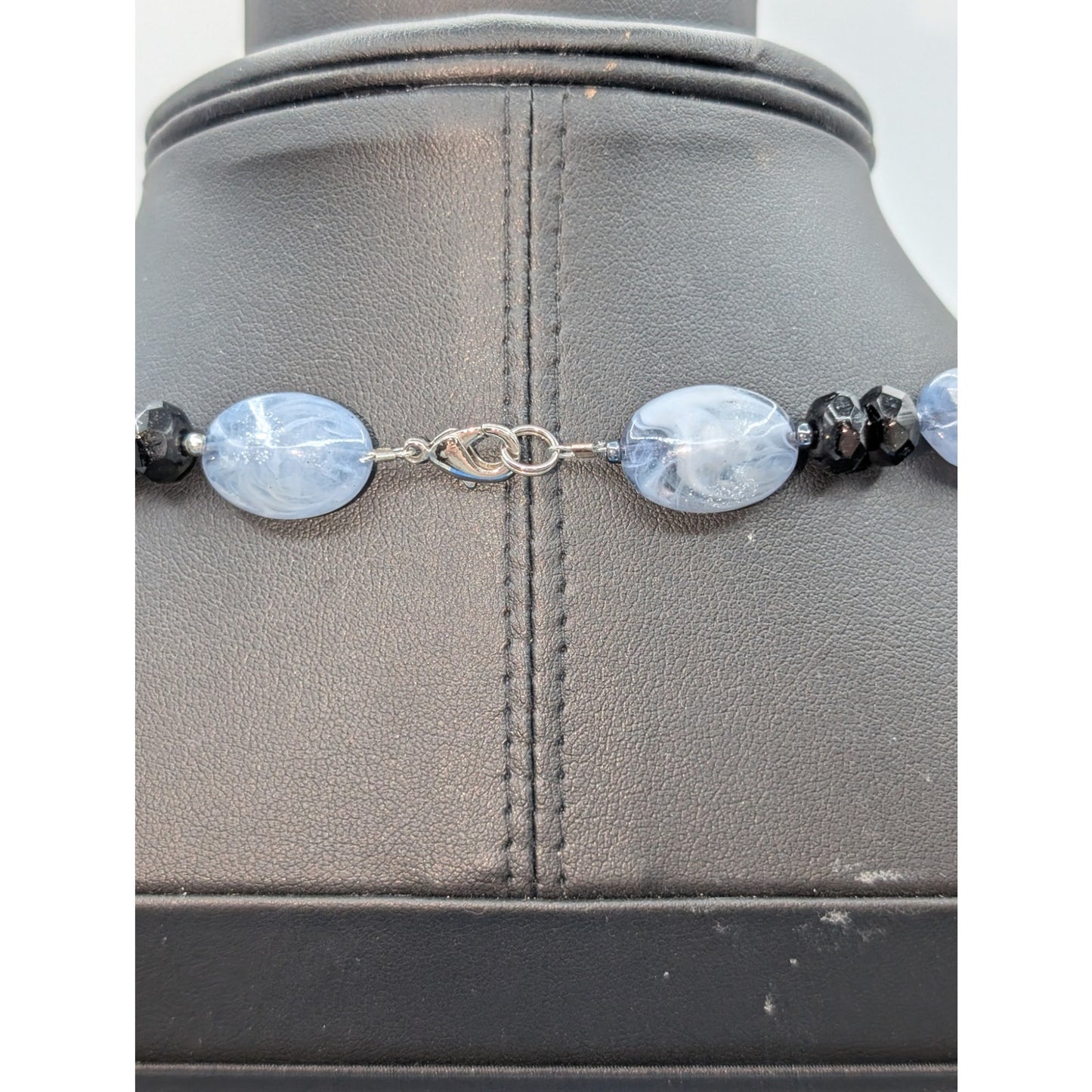 Vintage Frosty Light & Dark Blue Acrylic Bead26"  Necklace