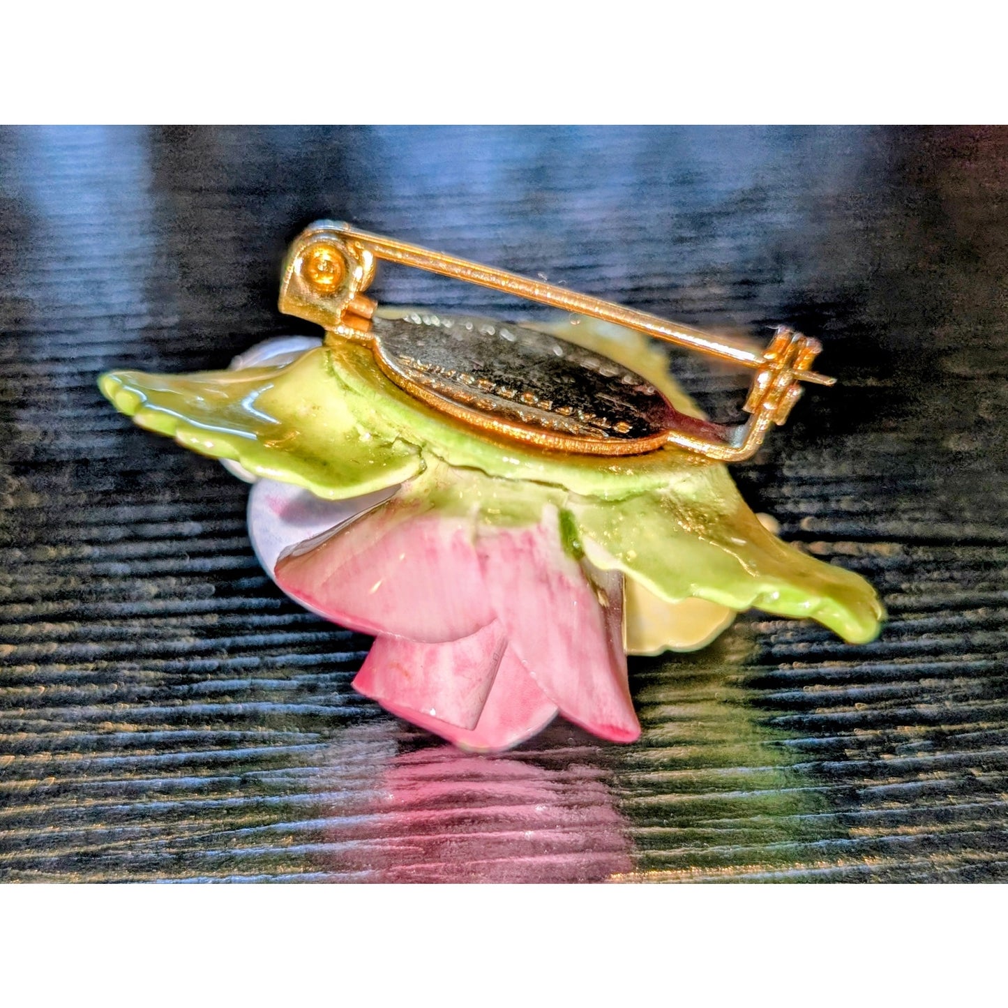 CARA Vintage China Staffordshire Made in England Three Flower Brooch