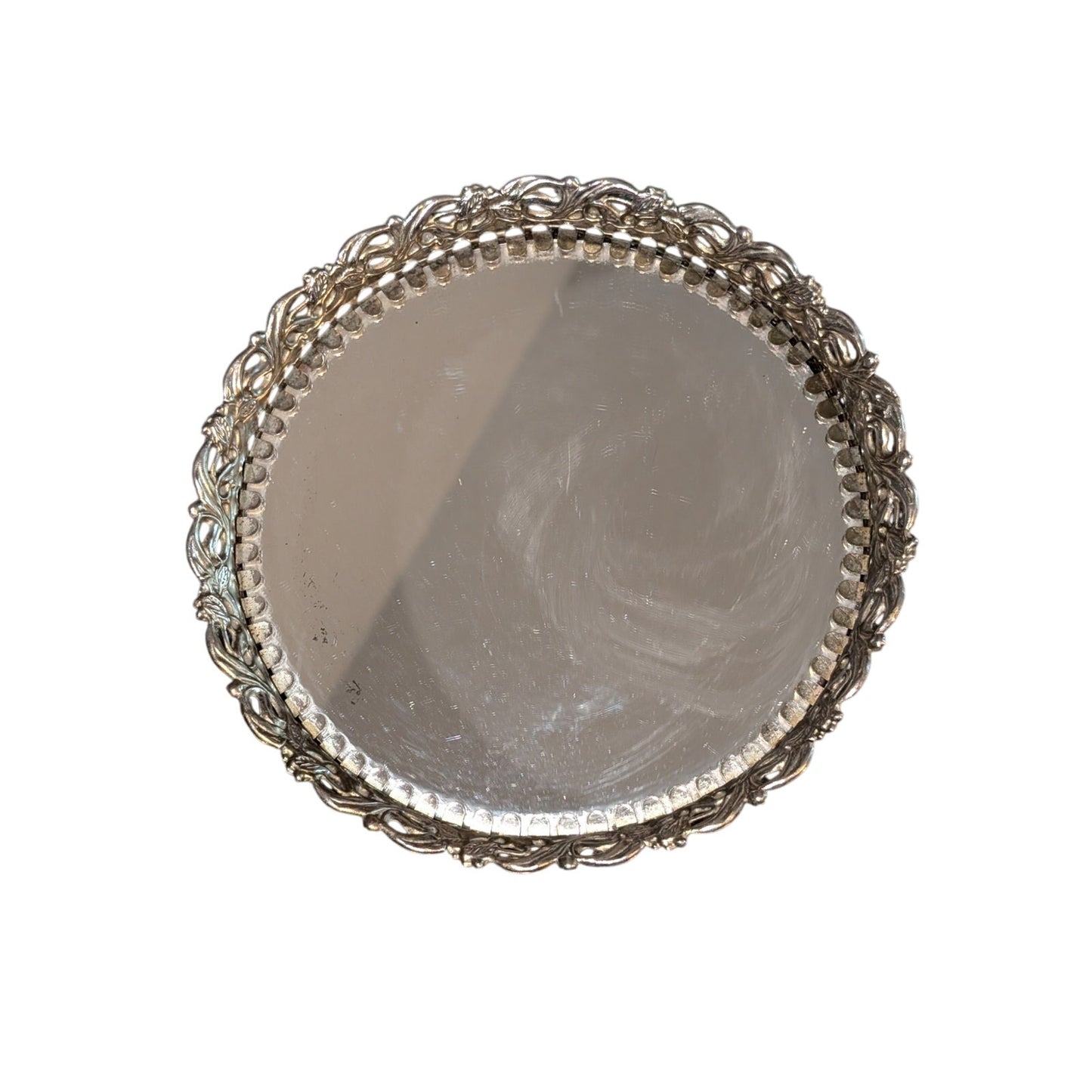 Vintage Hollywood Regency Filigree Vanity Mirror Wall Hanging Tray