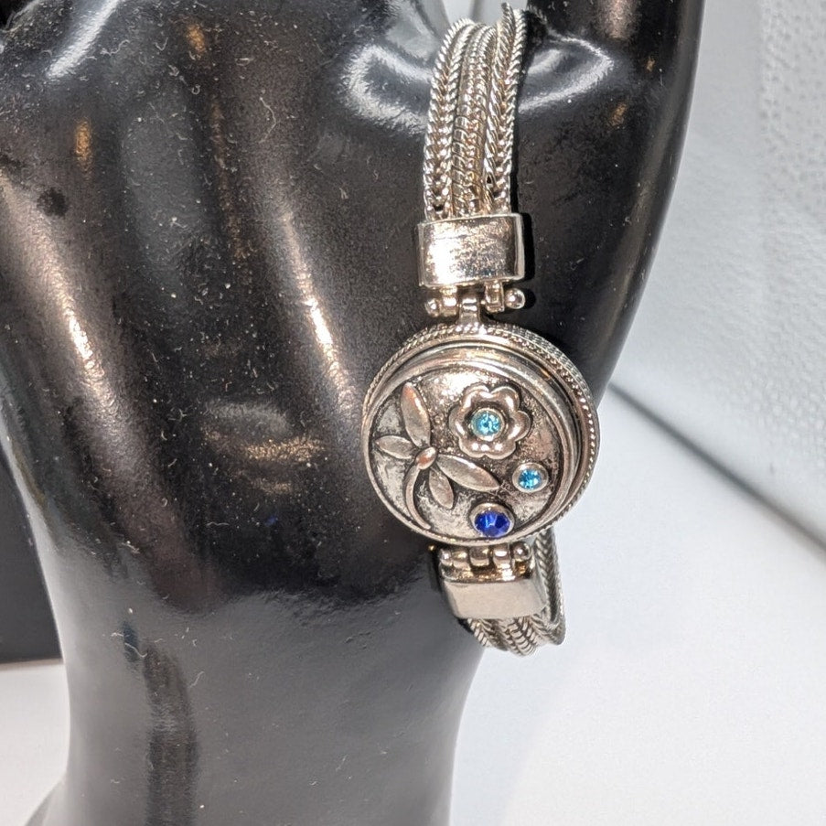 Ginger Snaps Silver Tone Chain Toggle Clasp Bracelet W/ Four Snaps