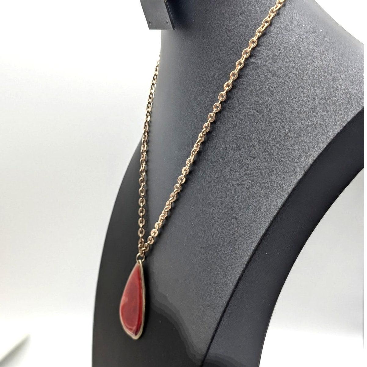 Chico's Monica Gold Tone Chain & Orange Teardrop Pendant 18"-22" Necklace NWT