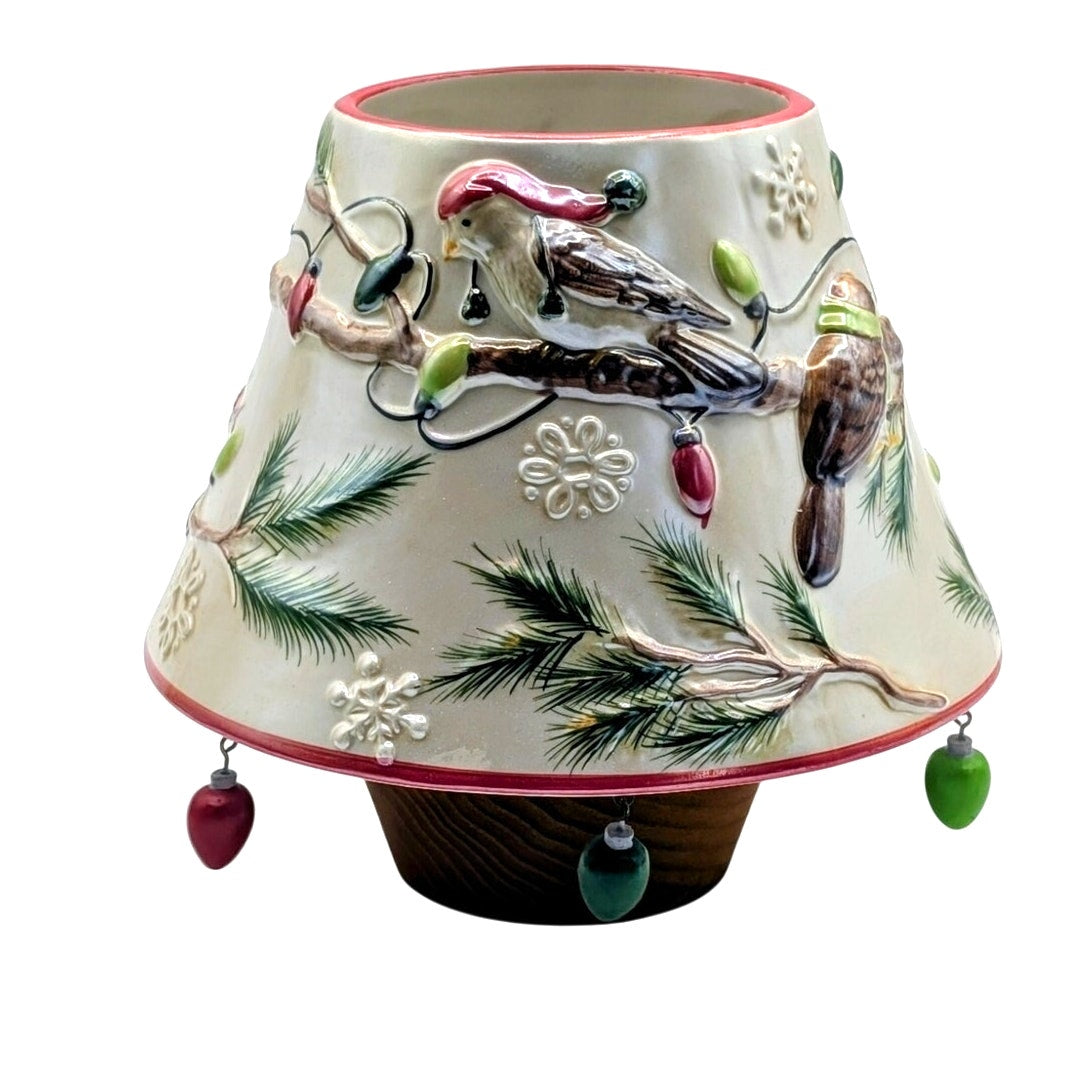 Vtg Yankee Candle Topper Shade Birds Hanging Christmas Lights W/ Bulb Dangles