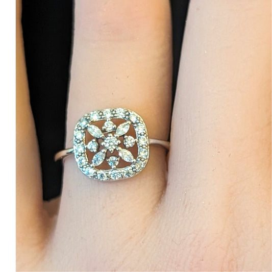 Marked ATI TH 925 Sterling Silver CZ Delicate Ring Size 6.5