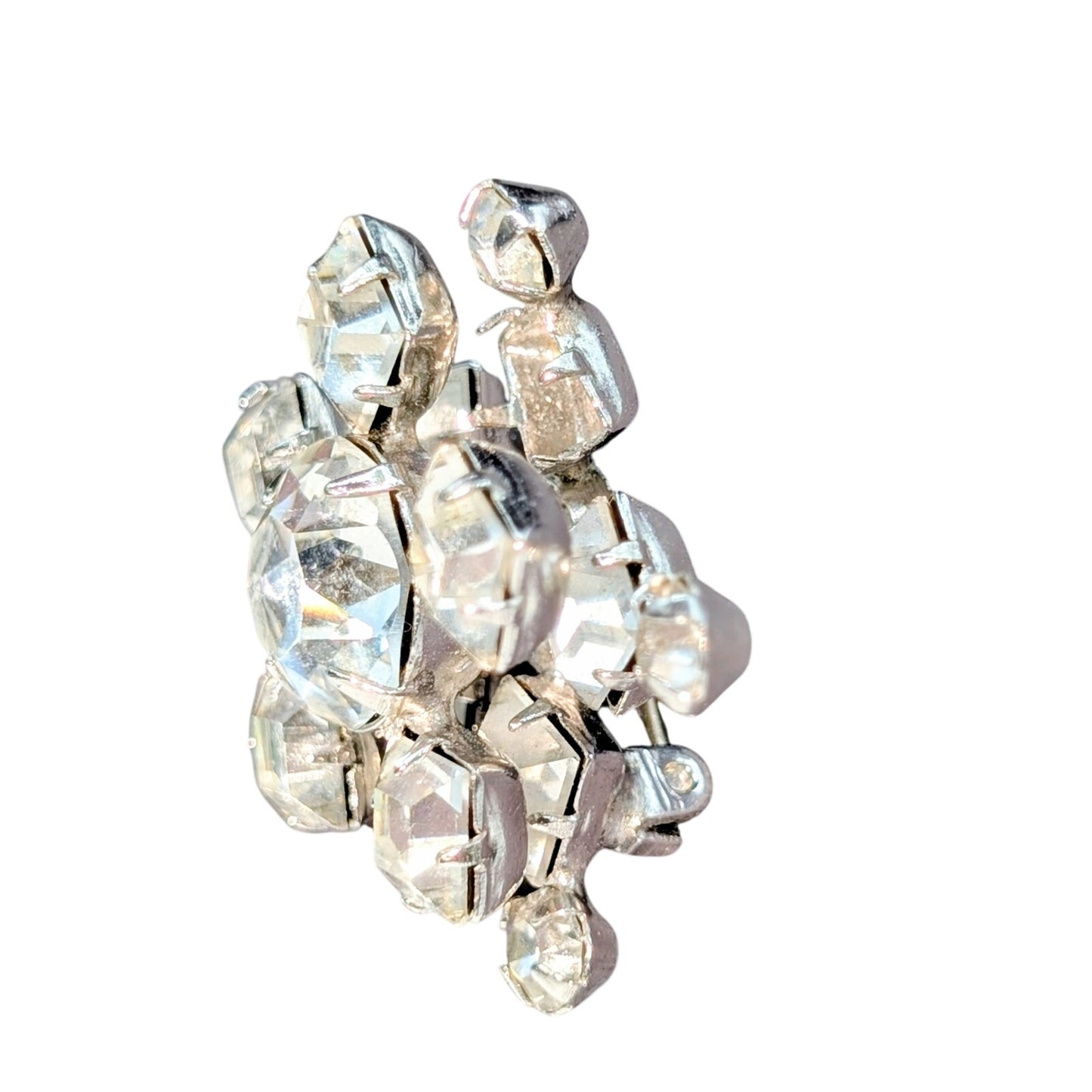 Vintage Flower Pinwheel Rhinestone Brooch