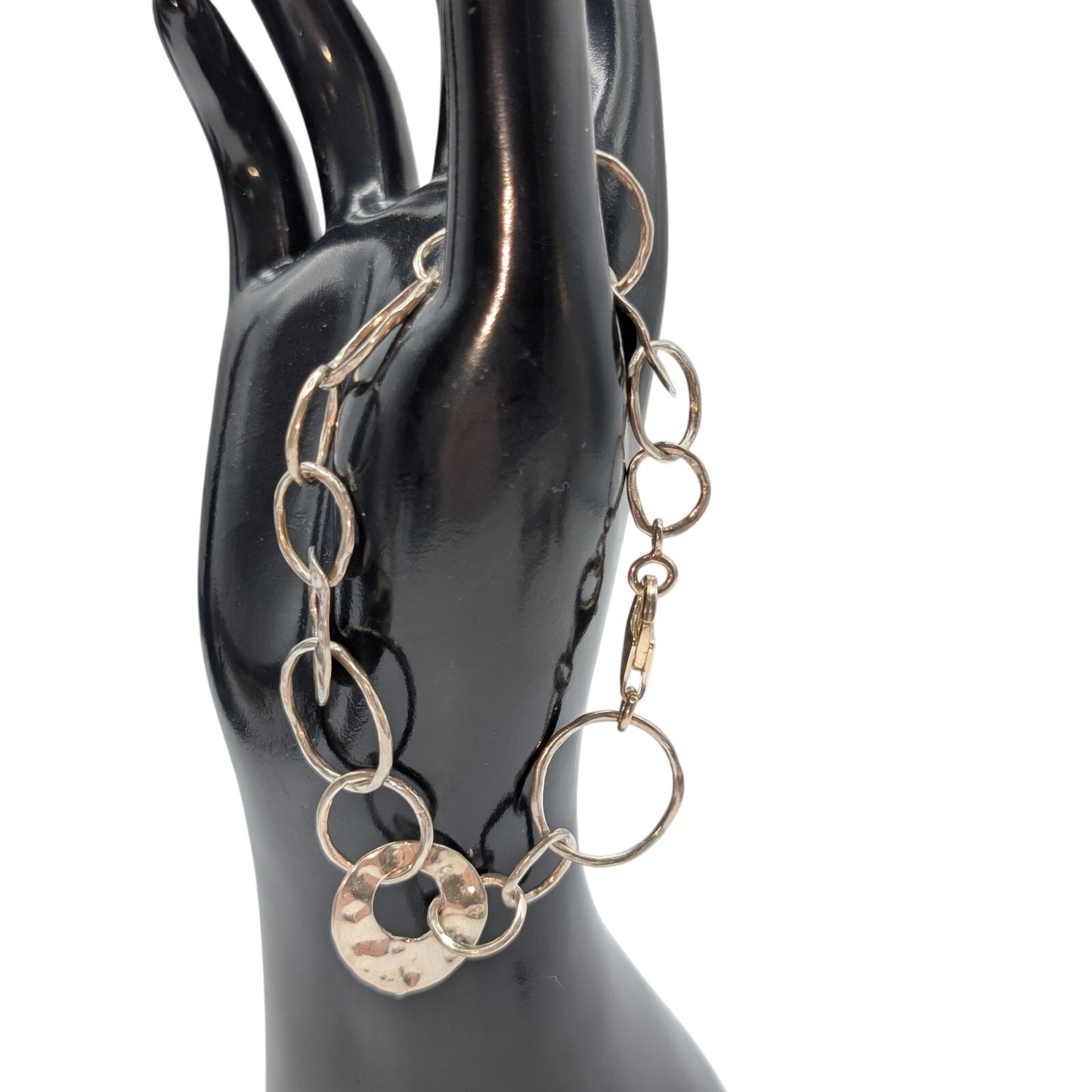 Silpada 925 Sterling Silver Hammered Circle Loopy Chain Bracelet