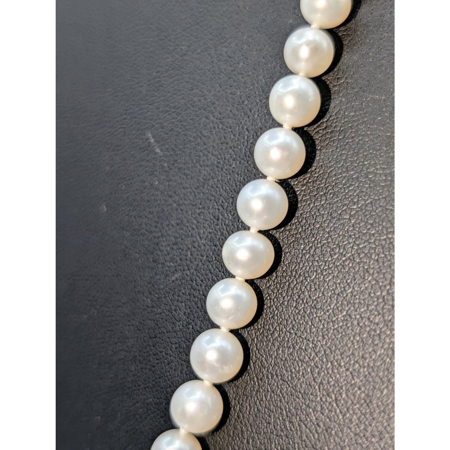 Vtg Marked 925 Sterling Approx. 12mm Genuine Pearl Hand Knotted 36" Necklace