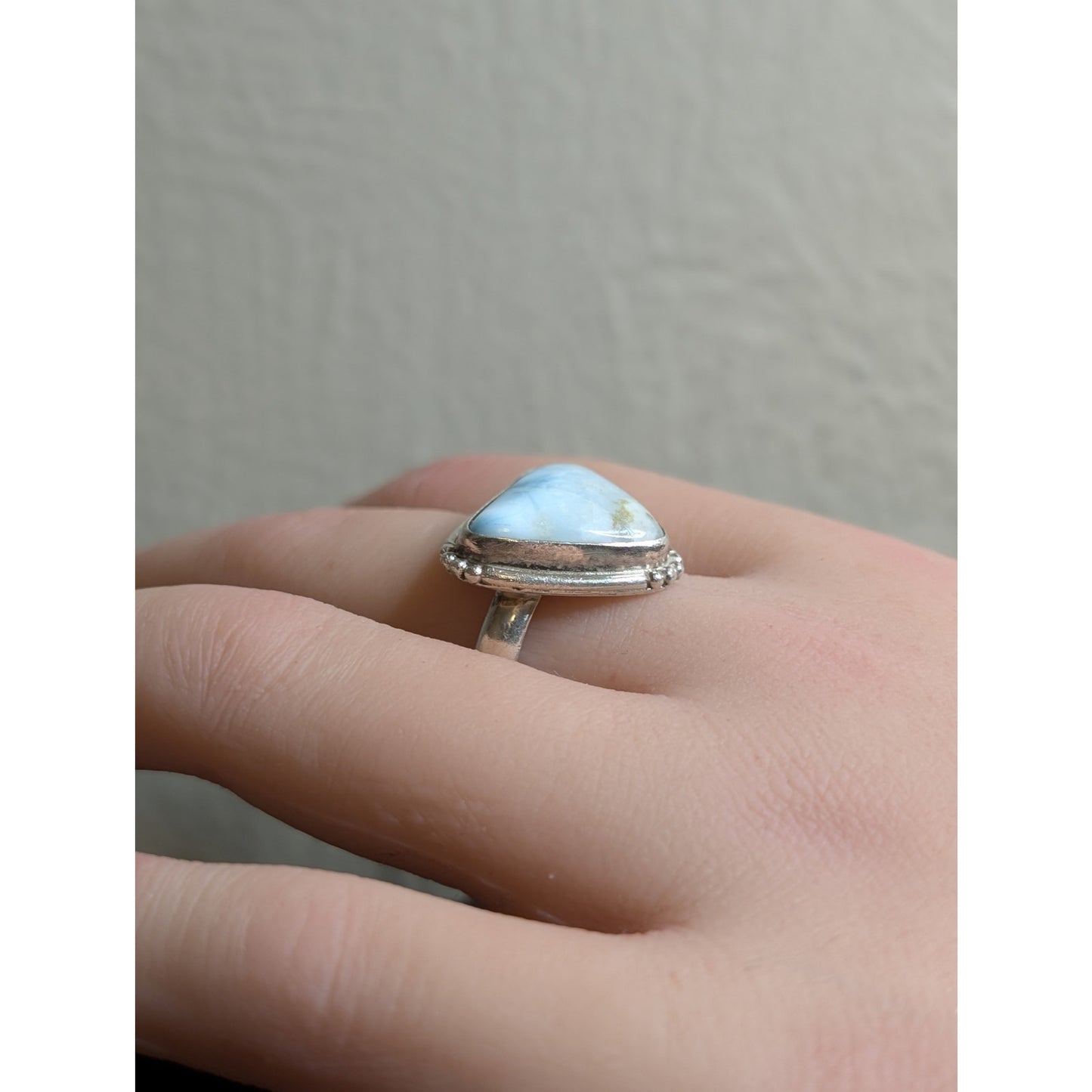 Vintage Southwest 925 Sterling Silver & Blue Larimar Trillion Ring-Sz 6.5
