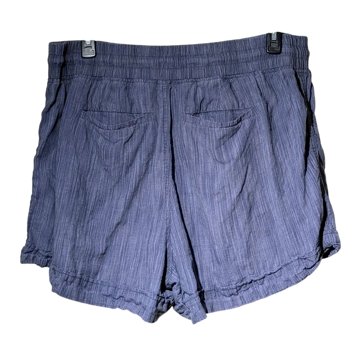 Athleta Cabo Navy Linen Textured 4" Elastic  Drawstring Waist Short Womens Sz 20