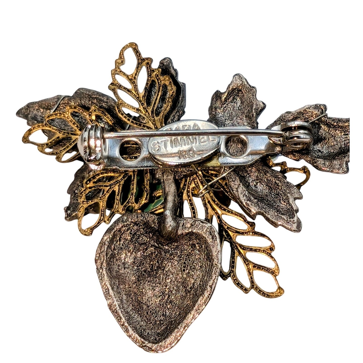 Cara Stimmel Ltd Leaves Strawberry Two Tone Brooch