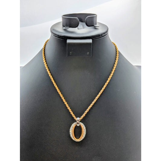 Swarovski Authentic BDIA Crystal Pendant Gold Tone Chain 17.75"-19.75" Necklace