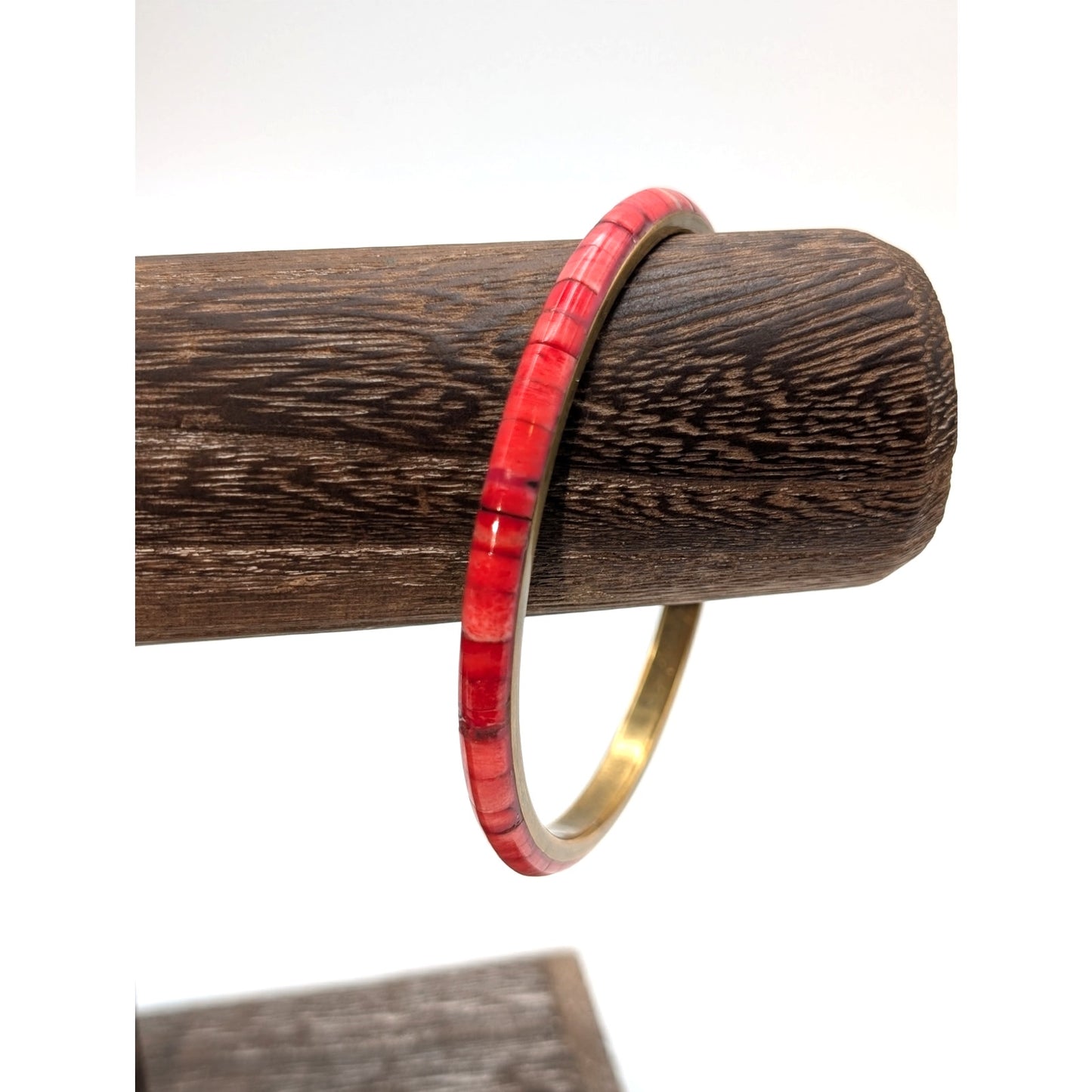 Red Inlay Brass Inside Bangle Bracelet