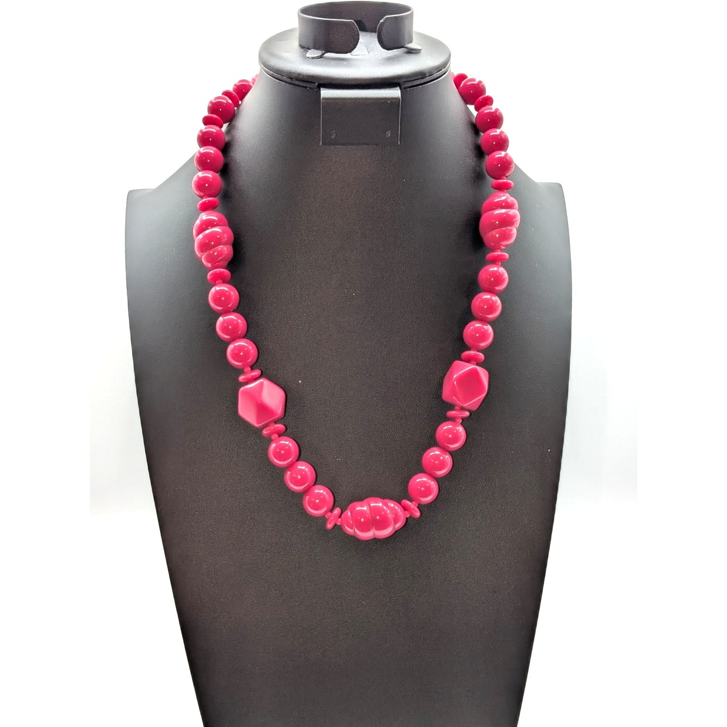 Vintage Pink Multi-Shape Acrylic Beaded 22" Necklace