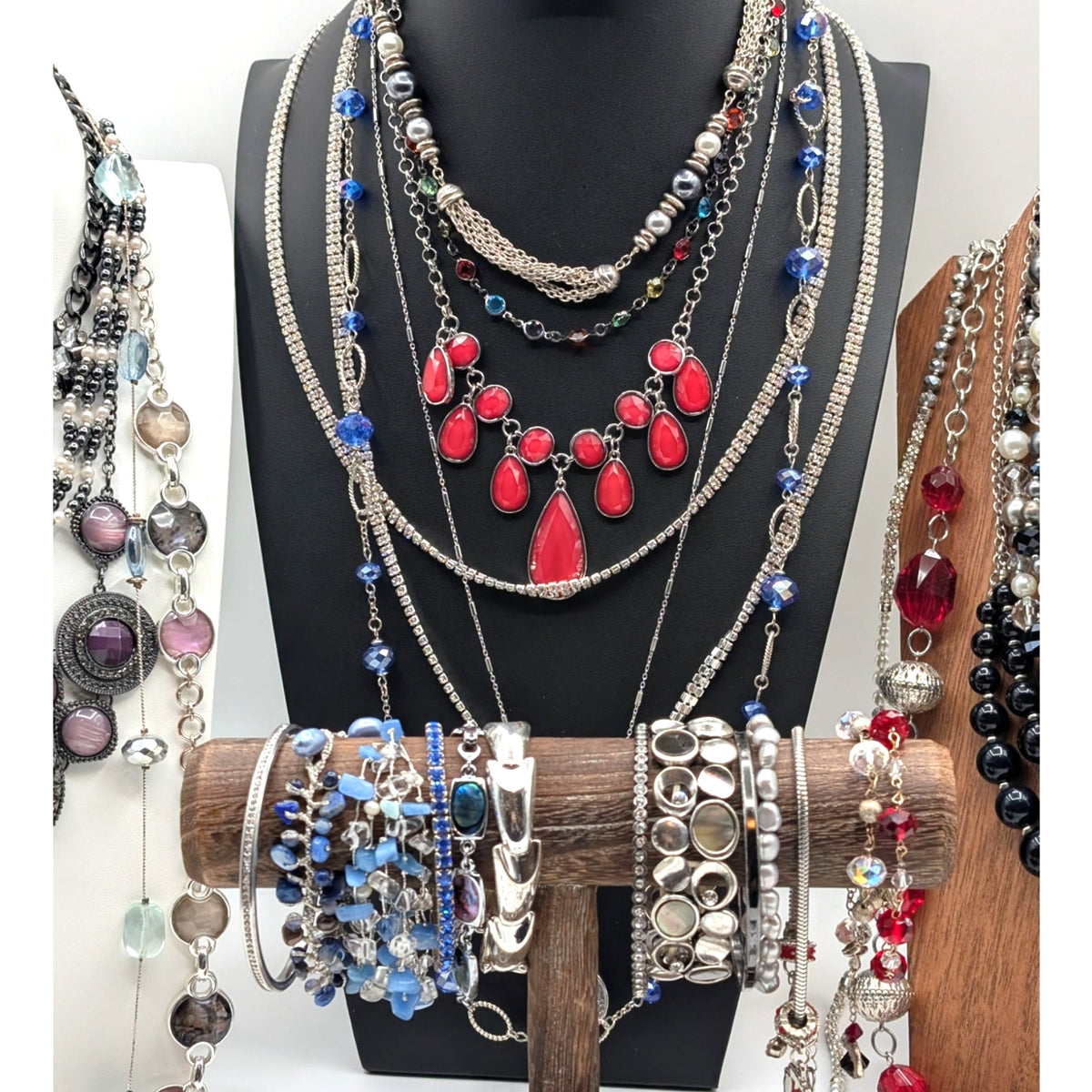 Reseller's Delight 56 Pcs of Silver Tone Vintage to Modern Costume Jewelry