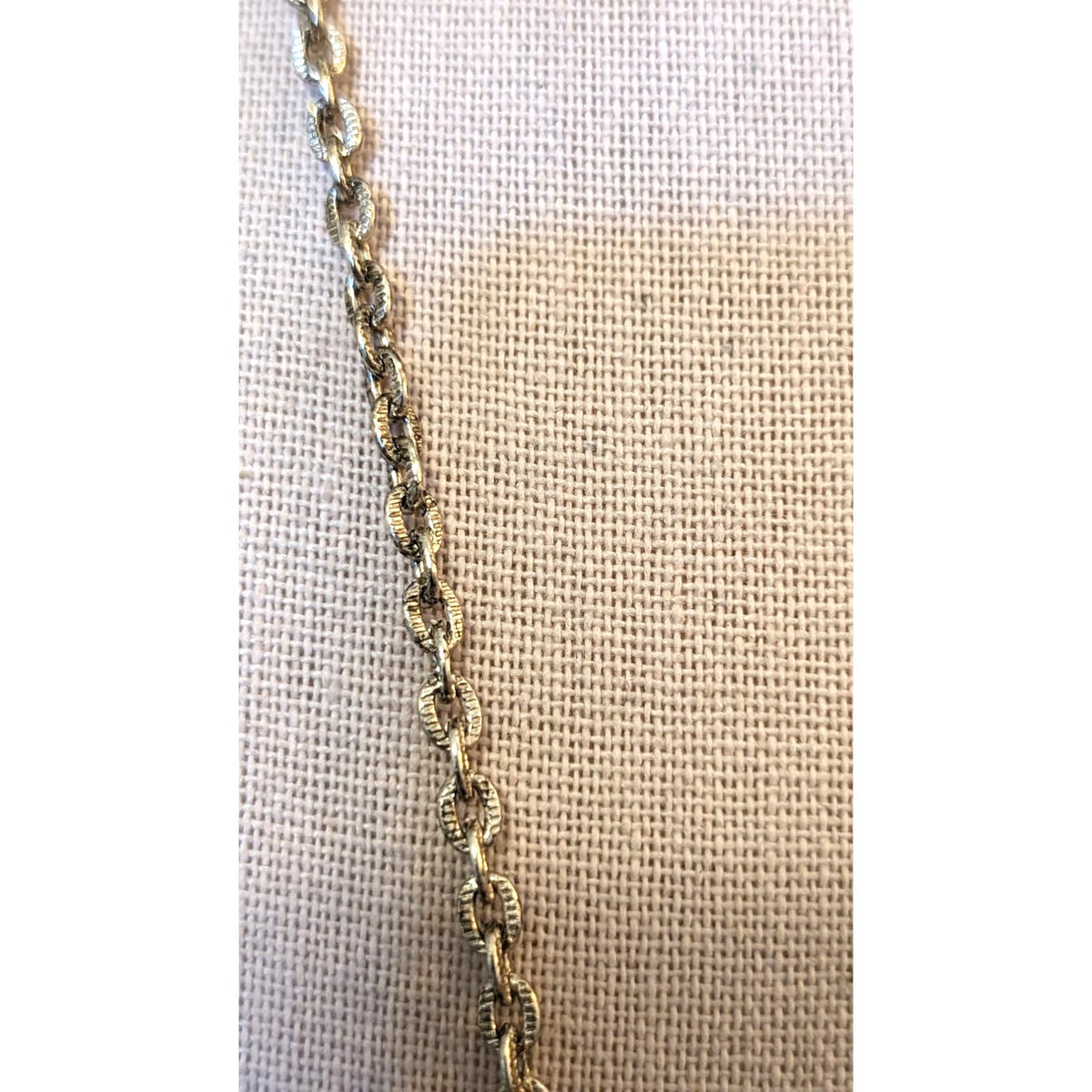 West Germany Vintage 60s Floral Print Sugar Glass Pendant Filigree 25" Necklace