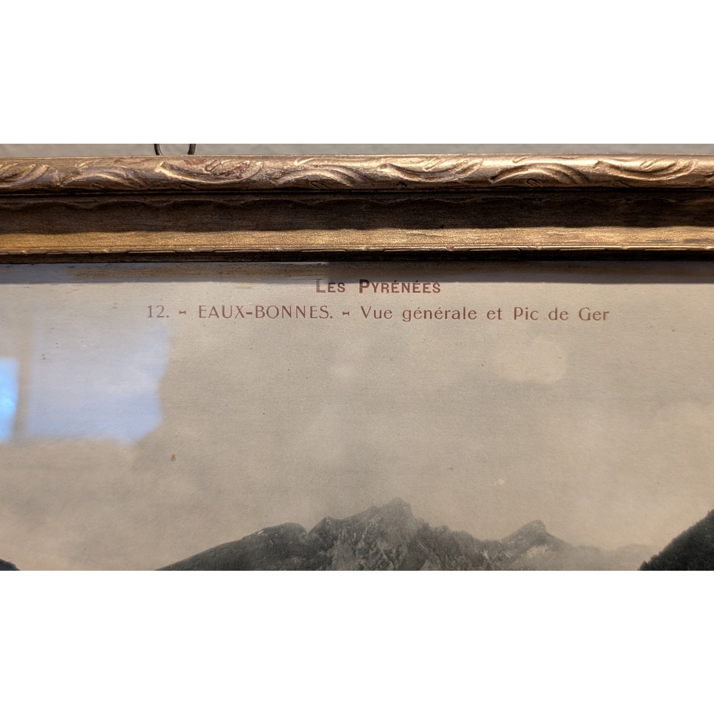 Antique/VTG East to West Framed Black & White Print of Les Pyrenees Under Glass