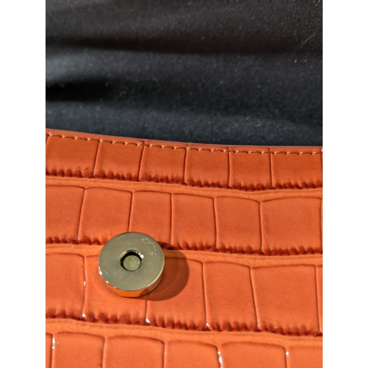 ASOS Pumpkin Faux Croc Tortoise Ring Chain Link Strap Shoulder Bag