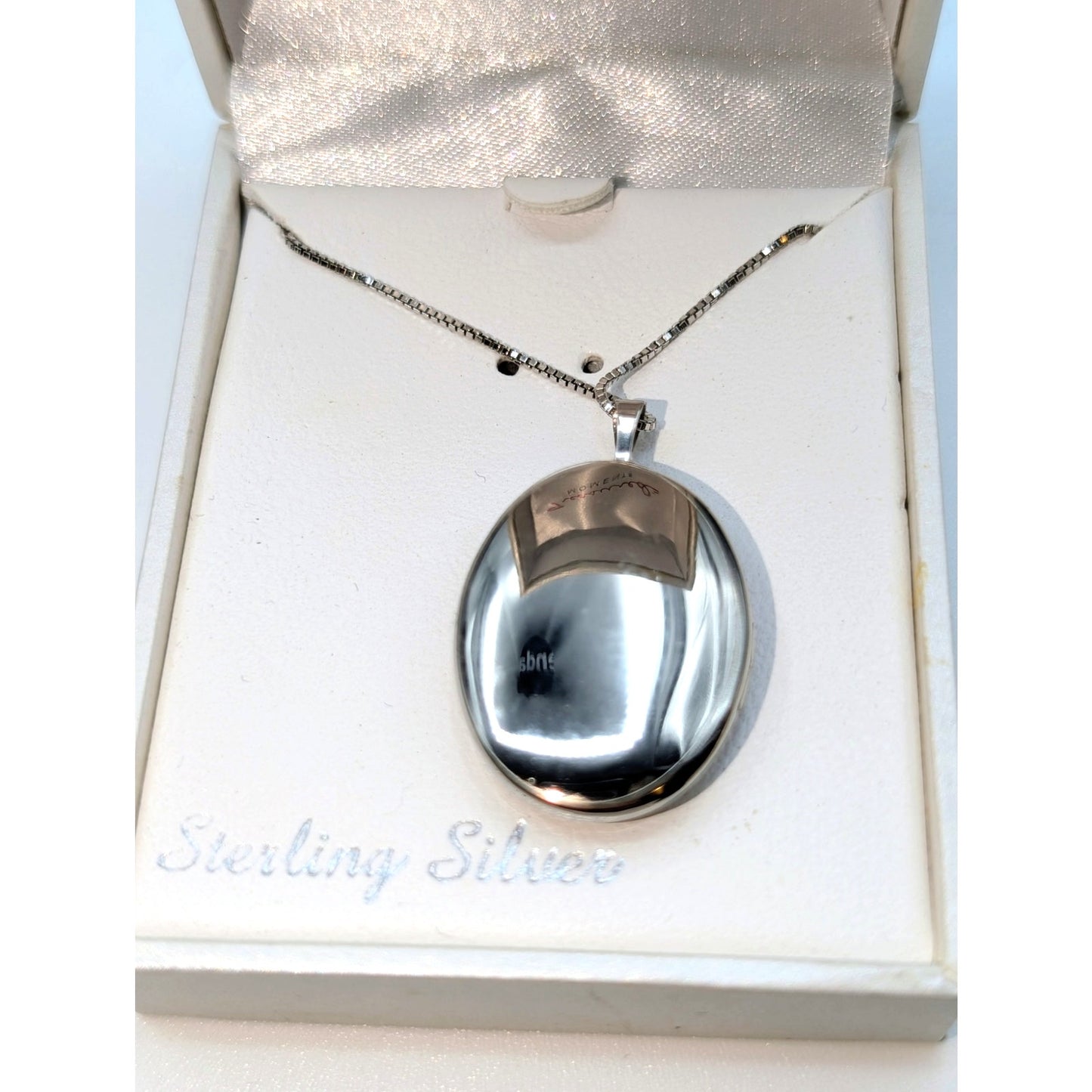 Treasured Moments Sterling Silver Blue Resin Cameo Locket Pendant Chain Necklace